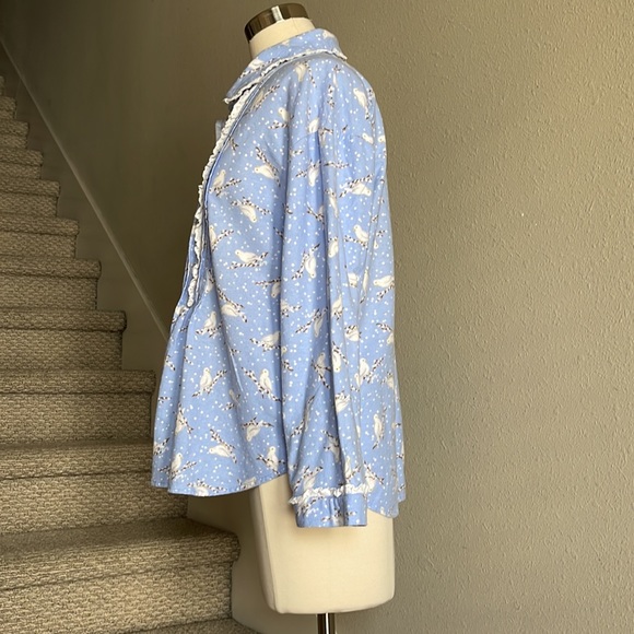 GUC Lanz of Salzburg Sz S Winter Snow Doves Flannel PJ Top ONLY - Picture 6 of 14